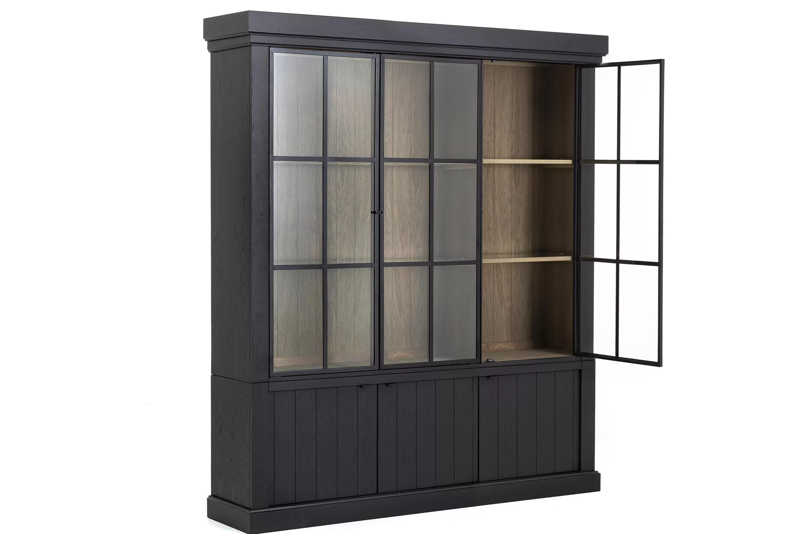 Flamant Iron Jason, Armoire, Noir, Chene, 3 Portes En Fer- Placards