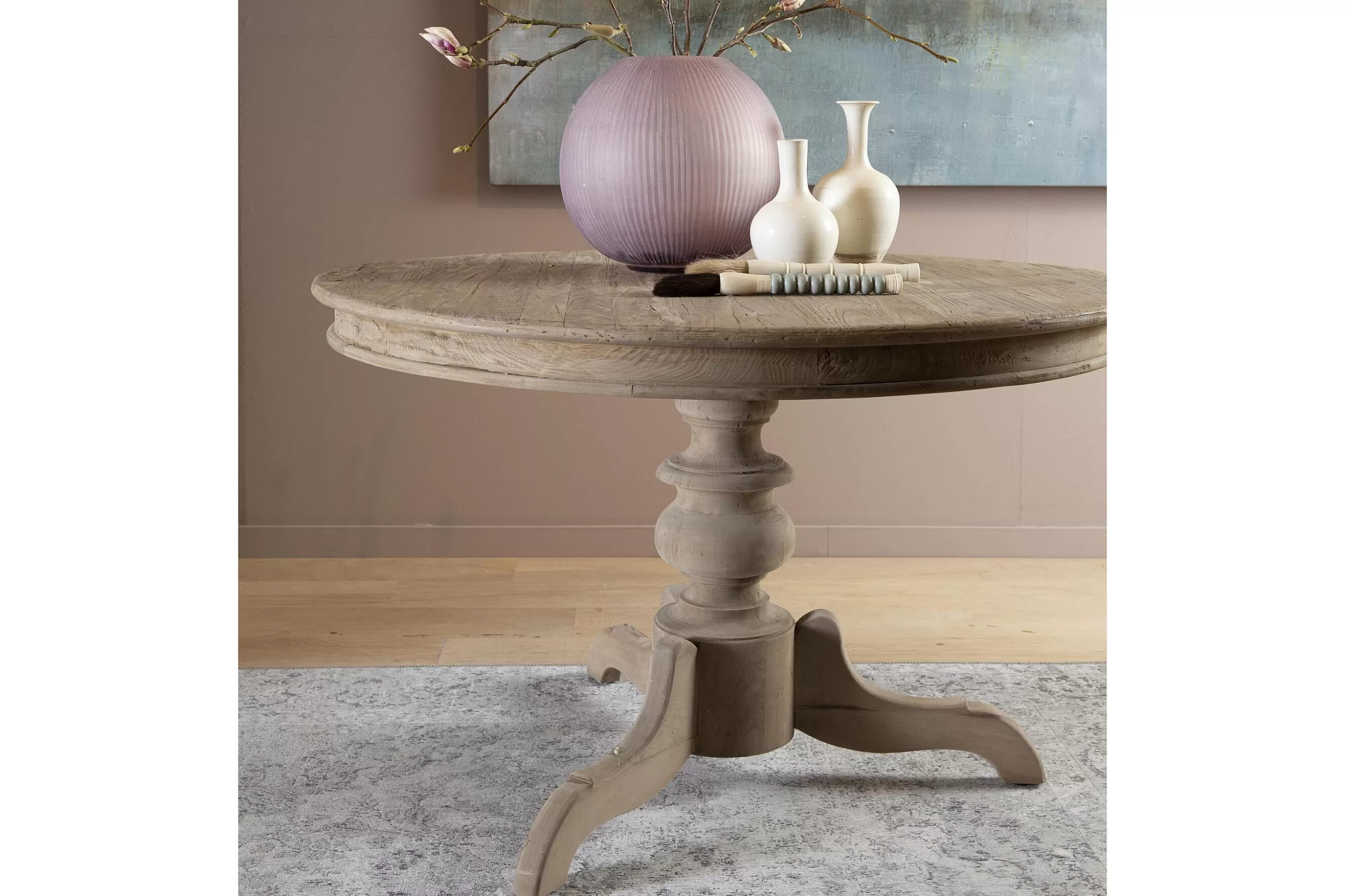 Flamant Milan, Table A Manger, Ronde, Bois Recycle, 120 Cm, Modele 2- Tables A Manger