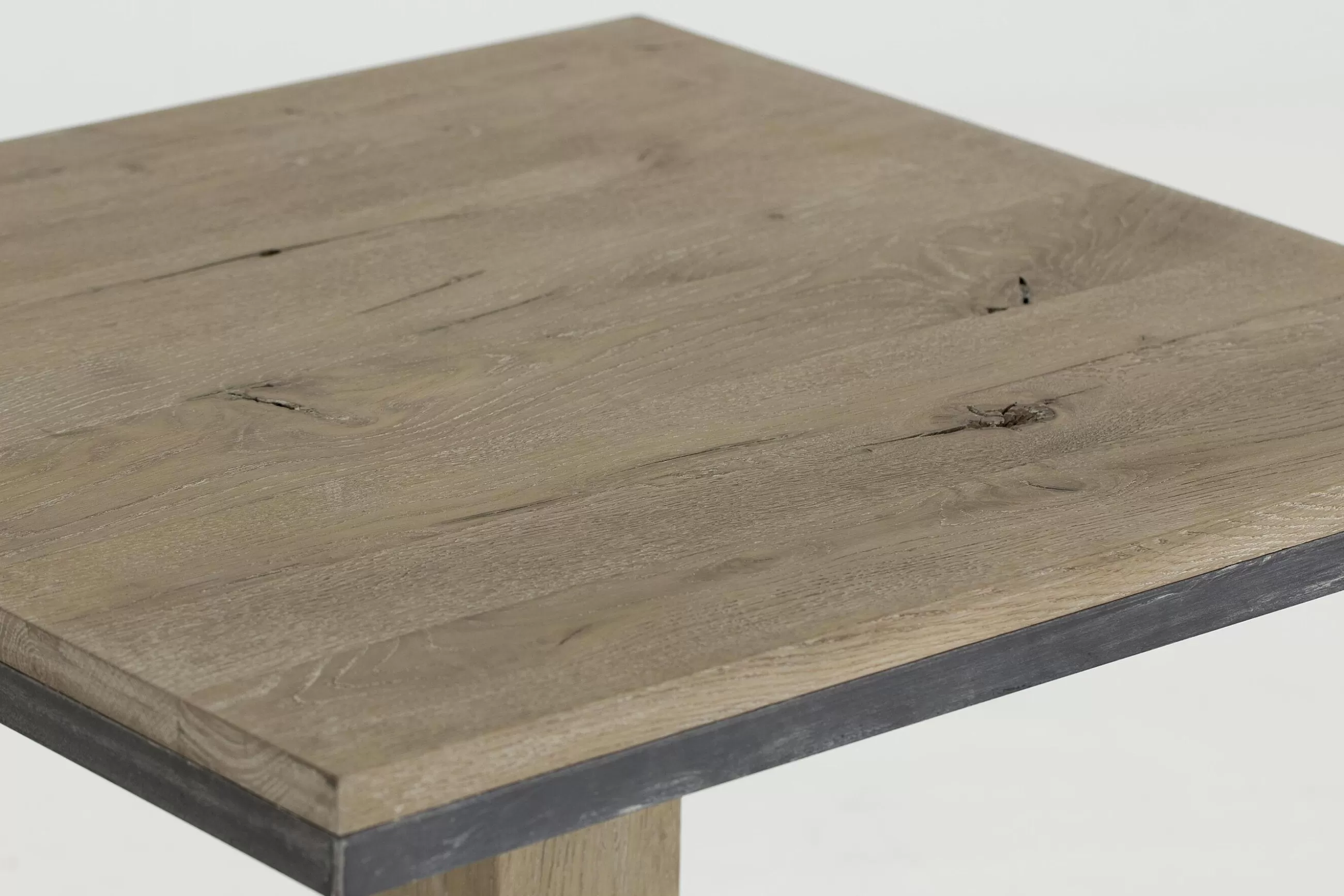 Flamant Rendus, Table De Bistrot, Chene Patine Et Fer, 80 Cm- Tables A Manger